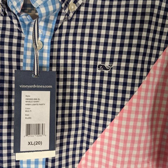 Vineyard Vines Whale Gingham Harbor Party Lights Button Down -Boys X… - Picture 5 of 12